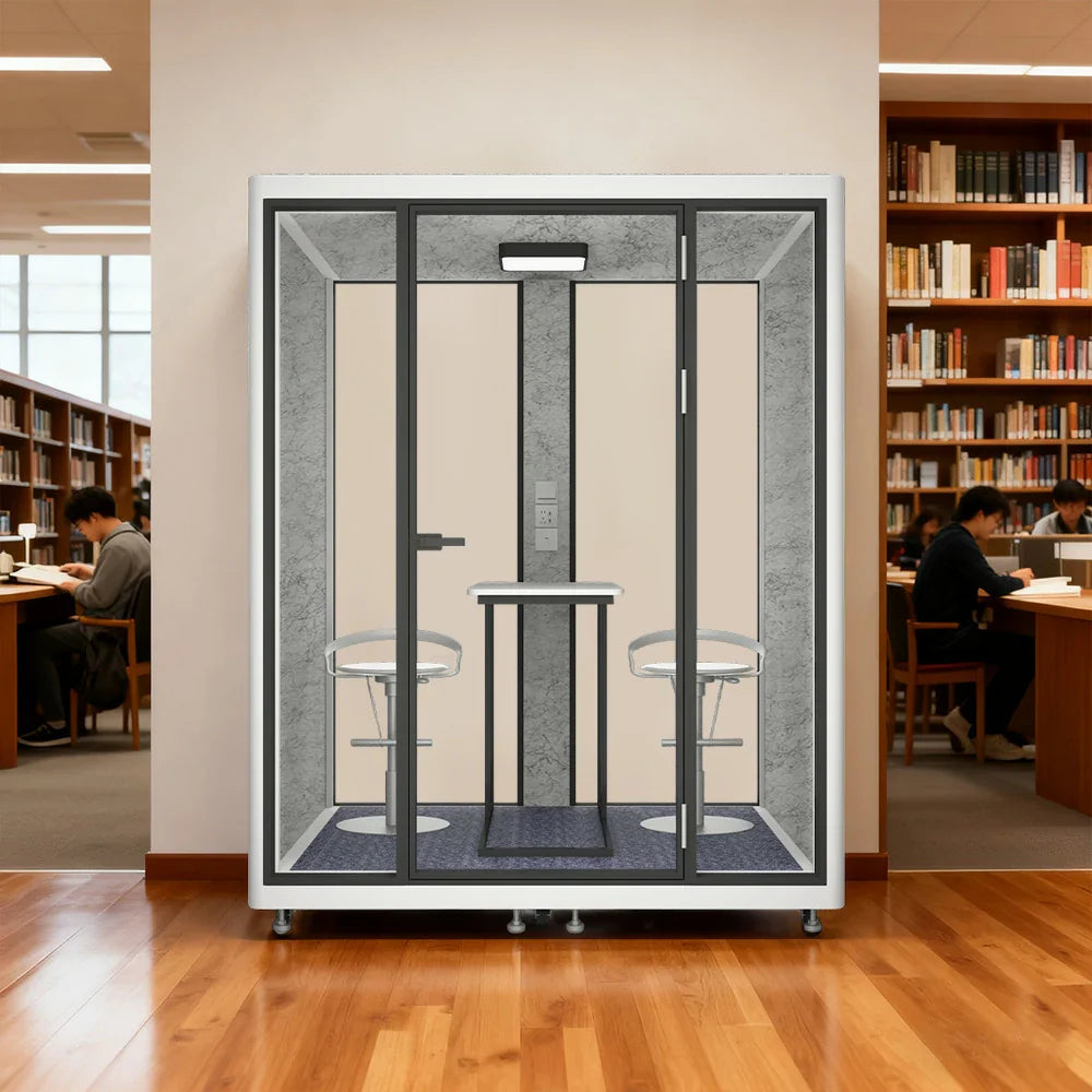 MODERA LCK-181521 w/ Ventilation Booth Large Office - Meeting Aluminium Soundproof Casters Lighting, Frame 1.8x1.5m White