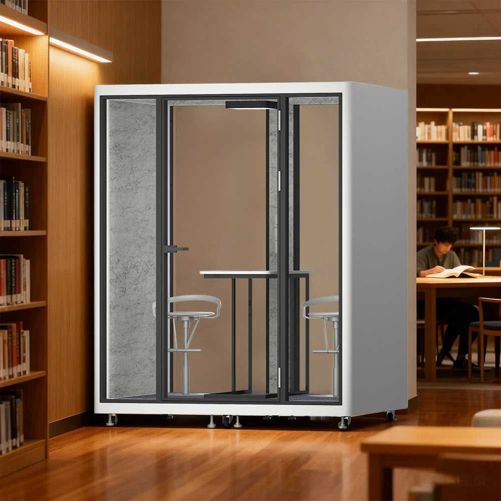 MODERA LCK-181521 w/ Ventilation Booth Large Office - Meeting Aluminium Soundproof Casters Lighting, Frame 1.8x1.5m White