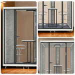 MODERA LCK-181521 w/ Ventilation Booth Large Office - Meeting Aluminium Soundproof Casters Lighting, Frame 1.8x1.5m White