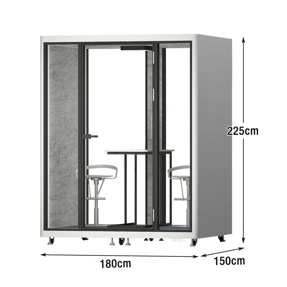 MODERA LCK-181521 w/ Ventilation Booth Large Office - Meeting Aluminium Soundproof Casters Lighting, Frame 1.8x1.5m White