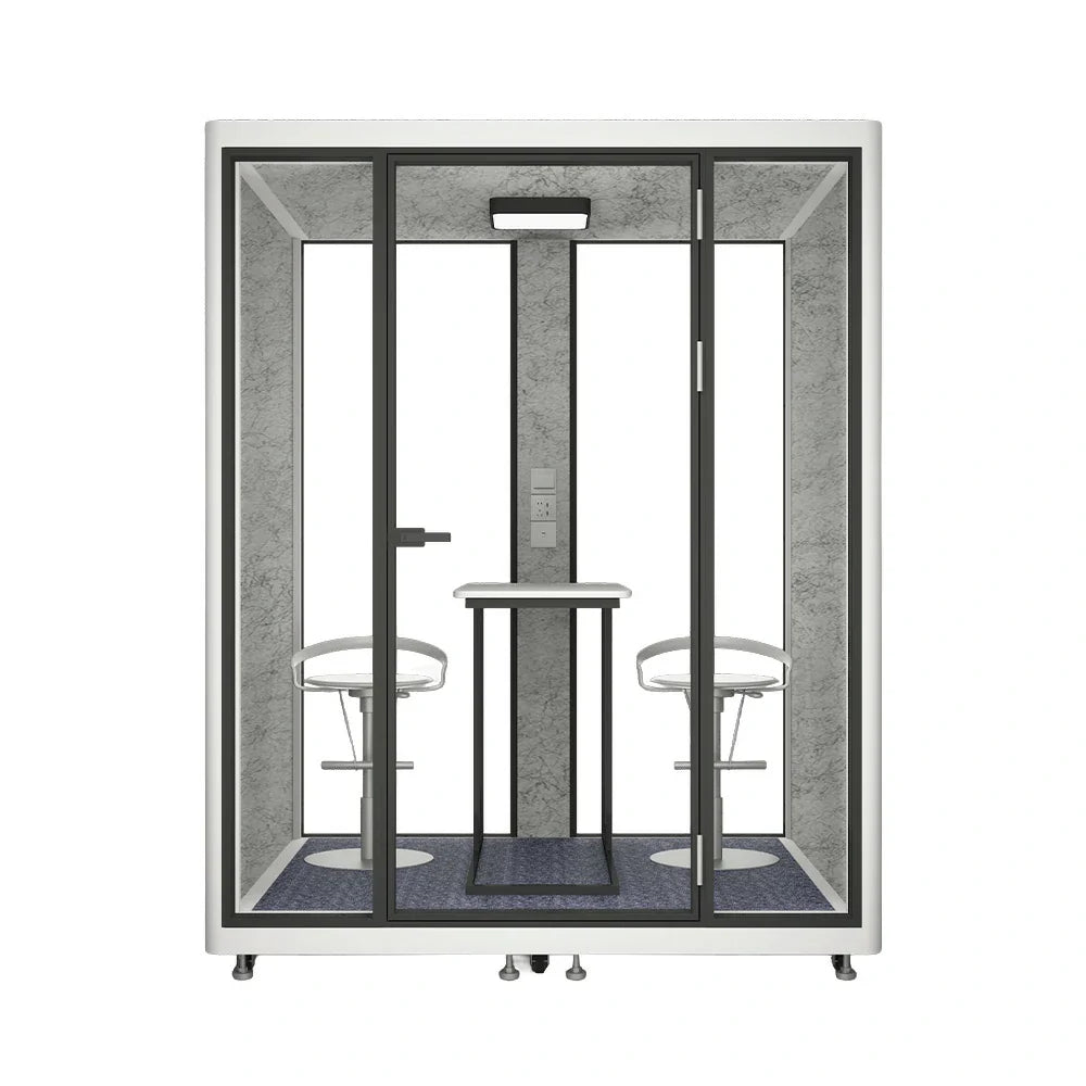 MODERA LCK-181521 w/ Ventilation Booth Large Office - Meeting Aluminium Soundproof Casters Lighting, Frame 1.8x1.5m White