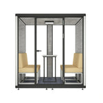 MODERA LCK-211621 Office Booth - w/ Aluminium Casters Ventilation 2.1x1.6m Soundproof Meeting Frame Large Lighting, Black