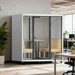 MODERA LCK-211621 Large w/ Frame Casters Soundproof Lighting, Ventilation - 2.1x1.6m Meeting Office Booth Aluminium White