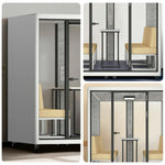MODERA LCK-211621 Large w/ Frame Casters Soundproof Lighting, Ventilation - 2.1x1.6m Meeting Office Booth Aluminium White