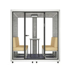 MODERA LCK-211621 Large w/ Frame Casters Soundproof Lighting, Ventilation - 2.1x1.6m Meeting Office Booth Aluminium White