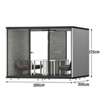 MODERA LCK-303021 Meeting w/ Frame Lighting, Casters Office Aluminium 3.0x3.0m Large Booth Soundproof - Ventilation Black