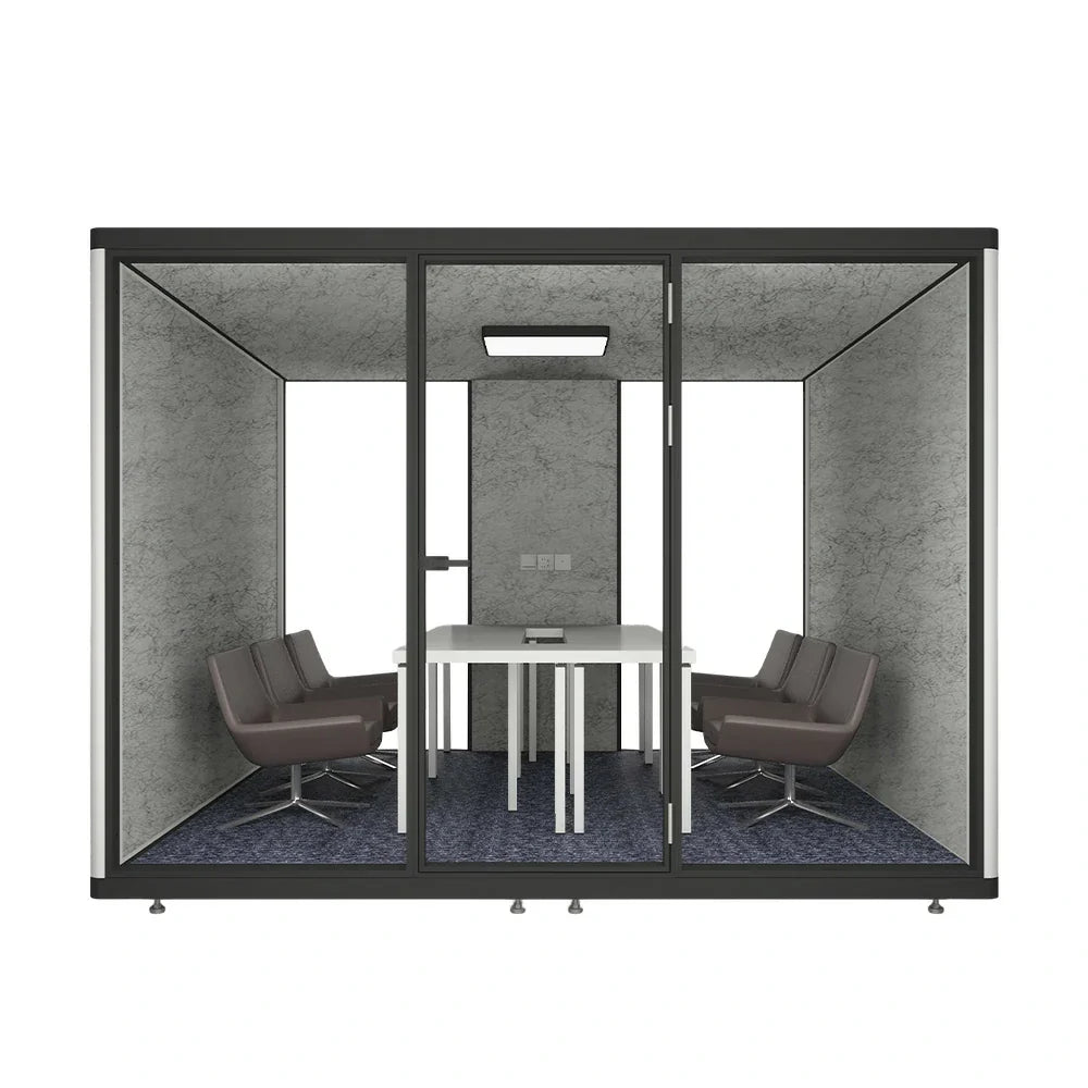 MODERA LCK-303021 Meeting w/ Frame Lighting, Casters Office Aluminium 3.0x3.0m Large Booth Soundproof - Ventilation Black