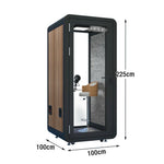 MODERA MWK-101021 Meeting Lighting, Ventilation Office Wood Booth 1.0x1.0m Grain Casters Soundproof - w/ Black