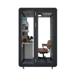 MODERA MWK-141221 - w/ Wood Soundproof Meeting 1.4x1.2m Ventilation Booth Grain Casters Lighting, Office Black