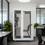 MODERA MWK-141221 Lighting, Soundproof Wood w/ Booth Grain Meeting - Casters Office Ventilation 1.4x1.2m White