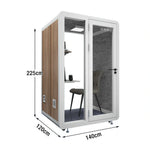 MODERA MWK-141221 Lighting, Soundproof Wood w/ Booth Grain Meeting - Casters Office Ventilation 1.4x1.2m White