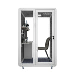 MODERA MWK-141221 Lighting, Soundproof Wood w/ Booth Grain Meeting - Casters Office Ventilation 1.4x1.2m White