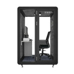 MODERA MWK-151521 Grain w/ 1.5x1.5m Soundproof - Wood Booth Casters Meeting Office Lighting, Ventilation Black