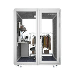MODERA MWK-181521 Office Grain Ventilation Meeting 1.8x1.5m Wood - Soundproof Casters w/ Lighting, Booth White