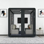 MODERA MWK-202021 Office Ventilation Meeting 2.0x2.0m - Grain Casters Booth Lighting, Soundproof w/ Wood Black