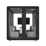 MODERA MWK-202021 Office Ventilation Meeting 2.0x2.0m - Grain Casters Booth Lighting, Soundproof w/ Wood Black