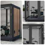 MODERA MWK-211621 Meeting 2.1x1.6m Soundproof w/ Lighting, Grain - Office Booth Wood Casters Ventilation Black