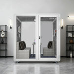 MODERA MWK-211621 Wood 2.1x1.6m Grain Office - Lighting, Ventilation Soundproof Meeting Booth Casters w/ White