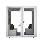 MODERA MWK-211621 Wood 2.1x1.6m Grain Office - Lighting, Ventilation Soundproof Meeting Booth Casters w/ White