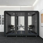 MODERA MWK-303021 Wood Grain - 3.0x3.0m Lighting, Booth Office Large w/ Meeting Soundproof Casters Ventilation Black