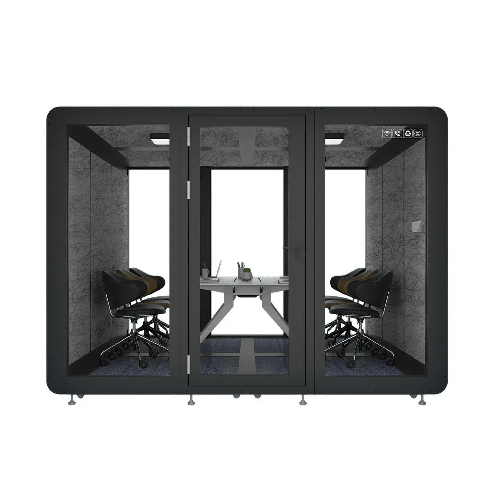 MODERA MWK-303021 Wood Grain - 3.0x3.0m Lighting, Booth Office Large w/ Meeting Soundproof Casters Ventilation Black