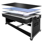 VERSA 7FT Gaming Dining Table Black Billiard Hockey/ Billiards/ Convertible Table Tennis For Room Pool Free Blue/ 4-In-1 / Table Felt Air Accessory