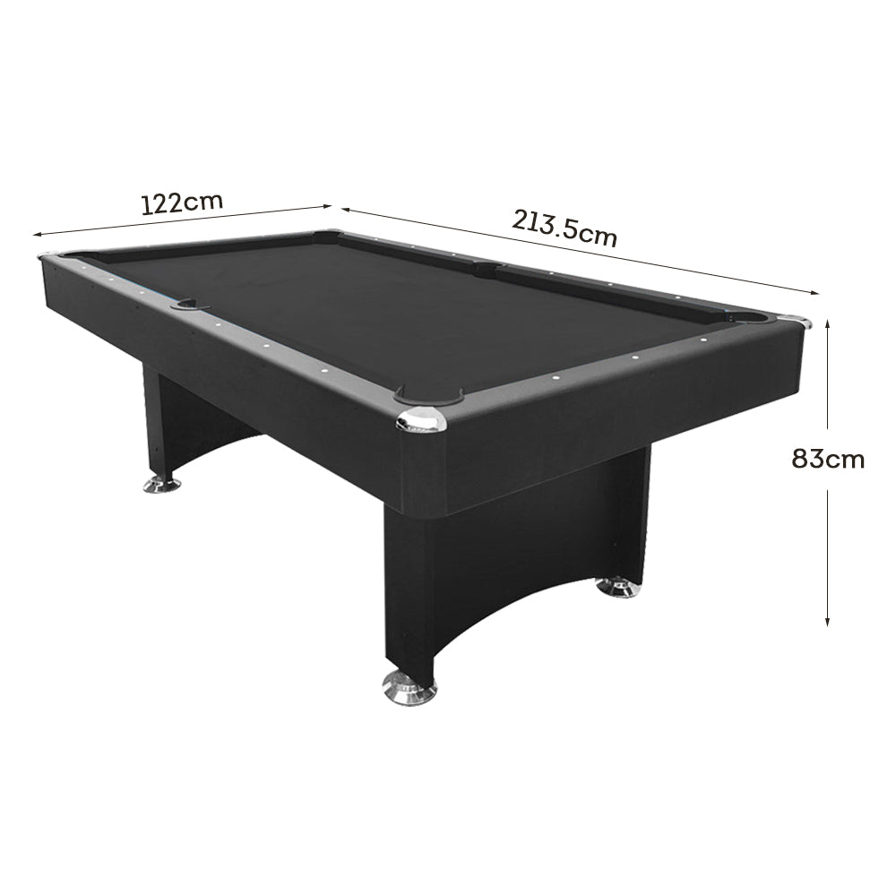 CUETIQ Modern - 7FT Table Snooker Black Accessories With Design Frame Pool Table Free Billiard Black