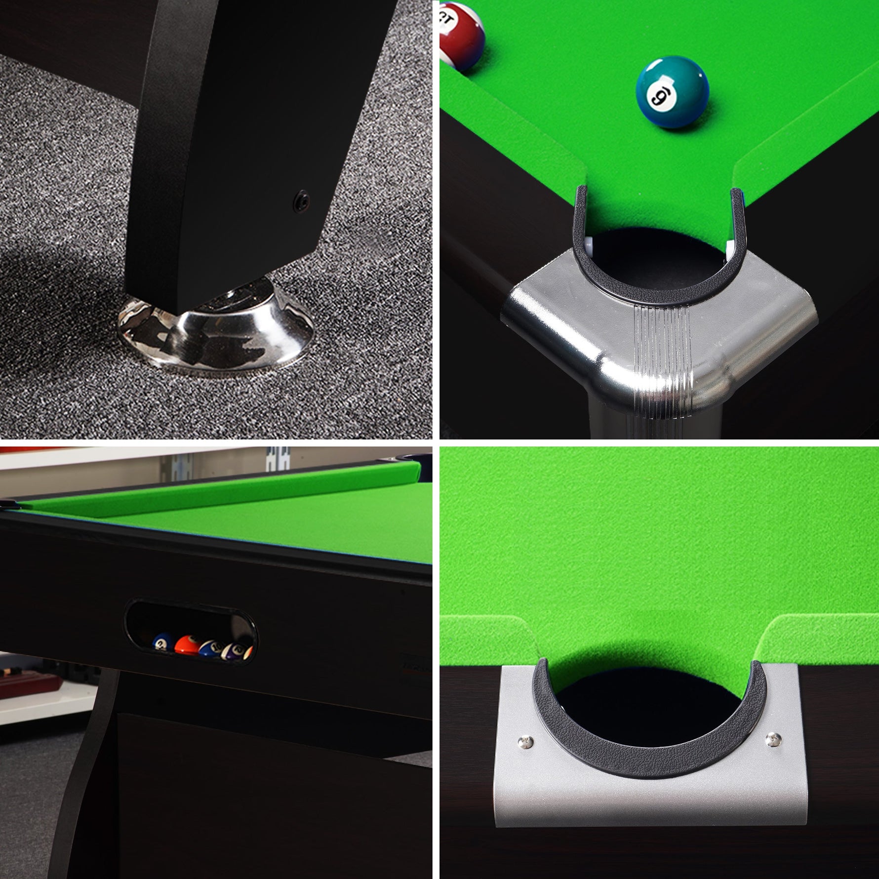 CUETIQ 8FT Billiard Frame Pool Accessories MDF Black with Table Snooker Pack