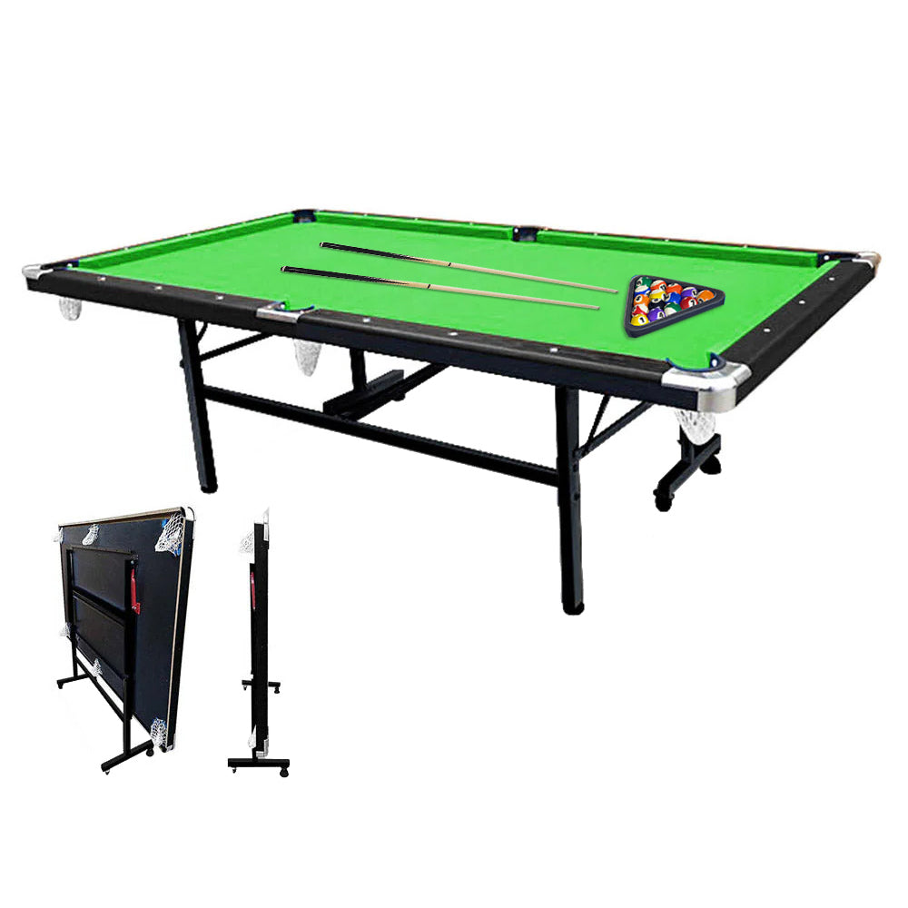 CUETIQ 8FT Pool Small Table for Accessory Billiard Free Felt Blue/Red/Green/Black Table Foldable Room