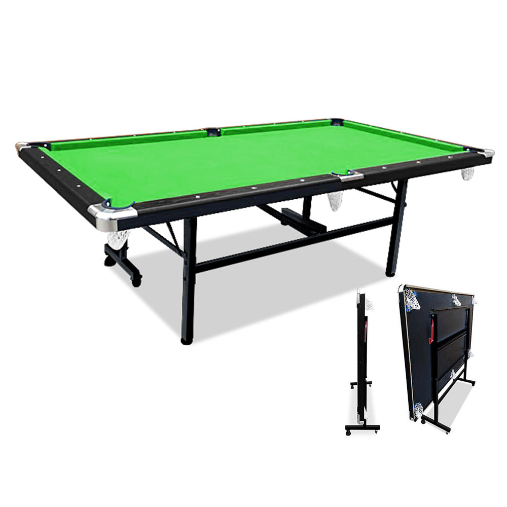 CUETIQ 8FT Pool Small Table for Accessory Billiard Free Felt Blue/Red/Green/Black Table Foldable Room