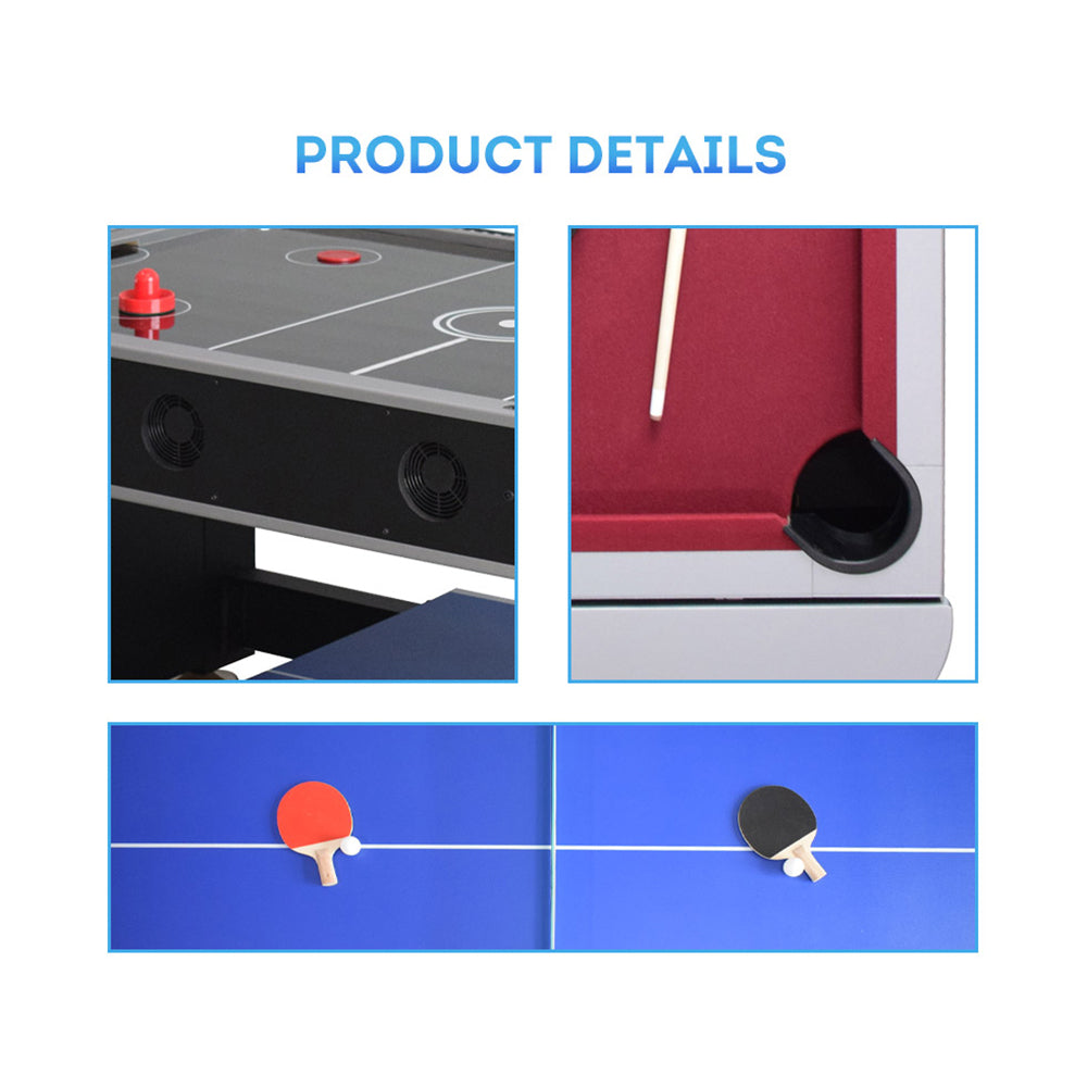 VERSA 6FT Tennis Table/Air 3-IN-1 Pool Hockey Table/Table MDF Black Frame