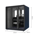 MODERA 2.1x1.6m Soundproof - Movable Small Room Indoor Carpet Practice W/ Booth Black
