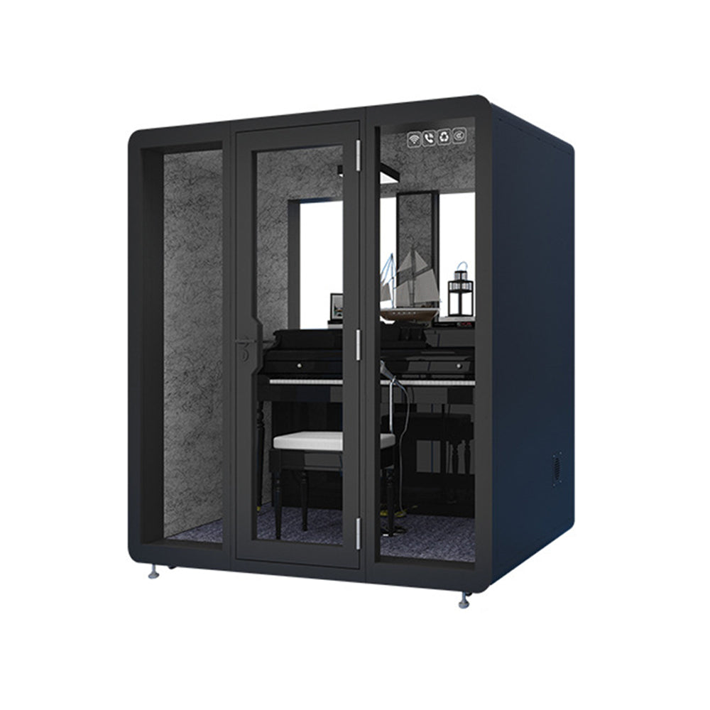 MODERA 2.1x1.6m Soundproof - Movable Small Room Indoor Carpet Practice W/ Booth Black