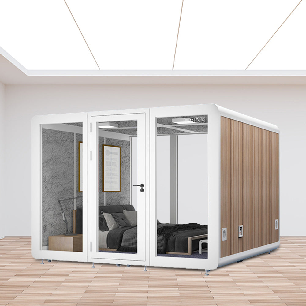 MODERA 3x3m W/ Movable Carpet Lounge Small - Soundproof Booth Indoor White