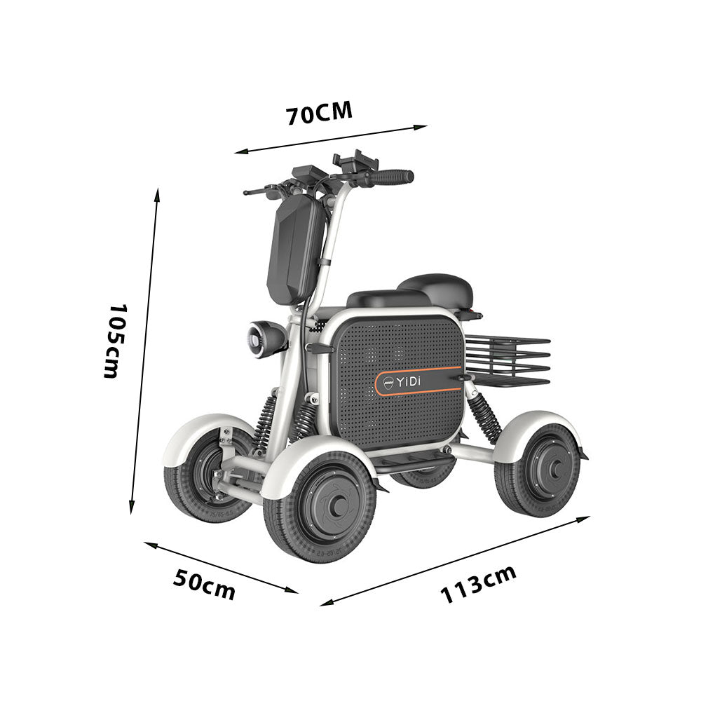 YIDI D10L White&Black 1000W Electric 48V Scooter Drive Steel 11-inch Dual Lithium Battery Drum 10Ah/15Ah Carbon Foldable High Brake