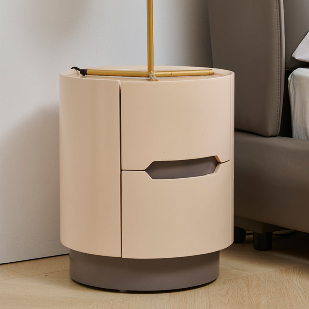 LIVARA NT1005 Rails Drawer Bedside Soft-Close Wood Cream-Style Solid Table