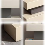 LIVARA NT1006 Wood Bedside Metal Cream-Style Frame Legs Solid Table