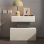 LIVARA NT1006 Wood Bedside Metal Cream-Style Frame Legs Solid Table