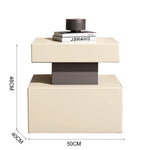 LIVARA NT1006 Wood Bedside Metal Cream-Style Frame Legs Solid Table