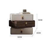 LIVARA NT1036 Surface Table Solid and Wood Bedside Rotating with Faux Drawer, Leather Velvet Lined