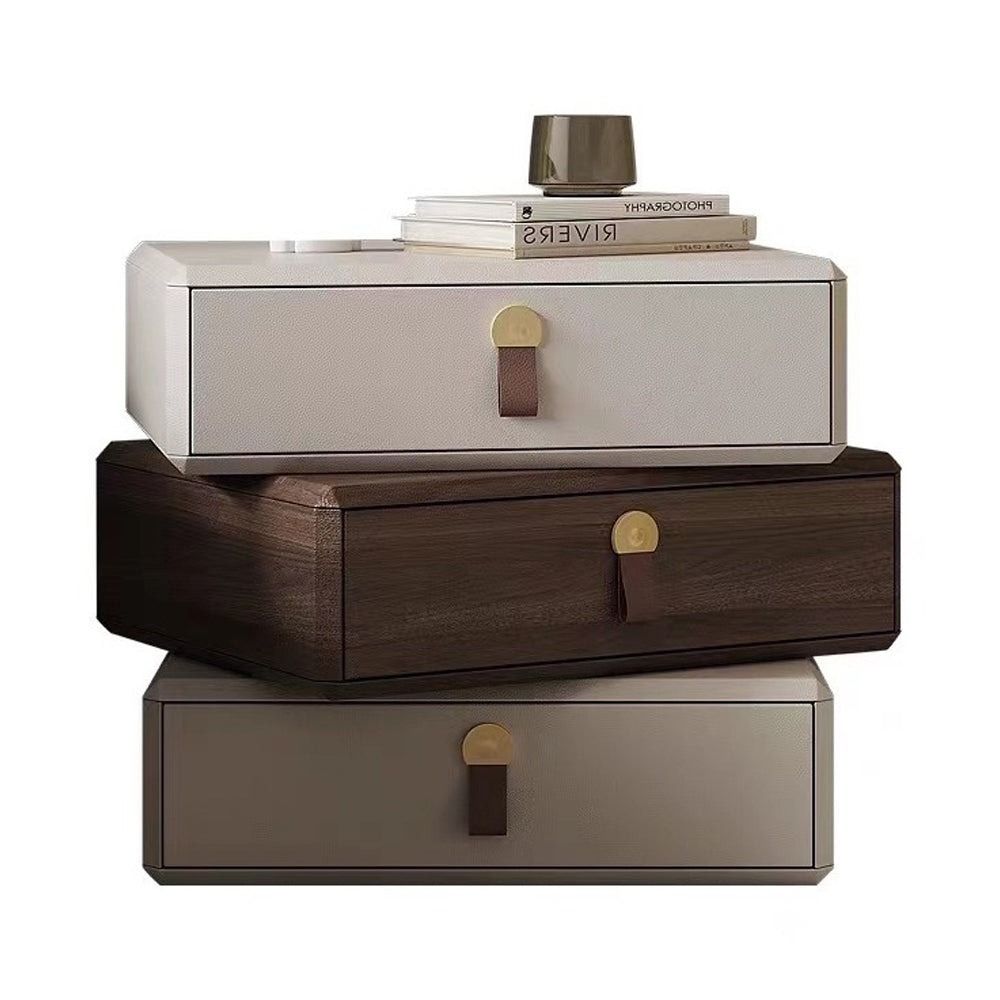 LIVARA NT1036 Surface Table Solid and Wood Bedside Rotating with Faux Drawer, Leather Velvet Lined