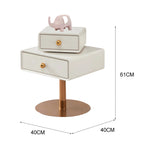 LIVARA NT1038 Rose Bedside Faux Silent Gold Leather Rail Accents Swivel Cream-Style Table