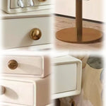 LIVARA NT1038 Rose Bedside Faux Silent Gold Leather Rail Accents Swivel Cream-Style Table