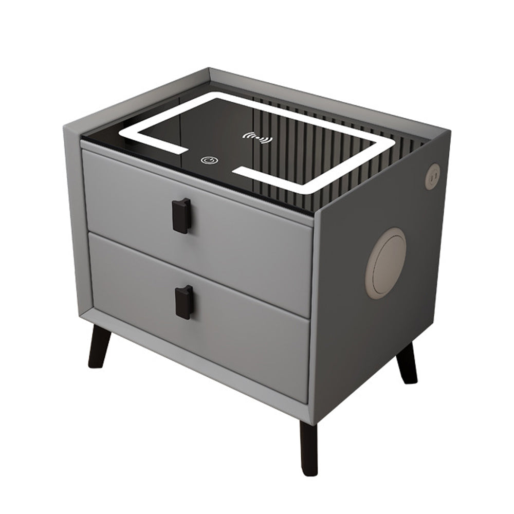 LIVARA NT1039 with Bluetooth Bedside Table Leather Multi-Functional Charging Wireless Smart Faux Speaker