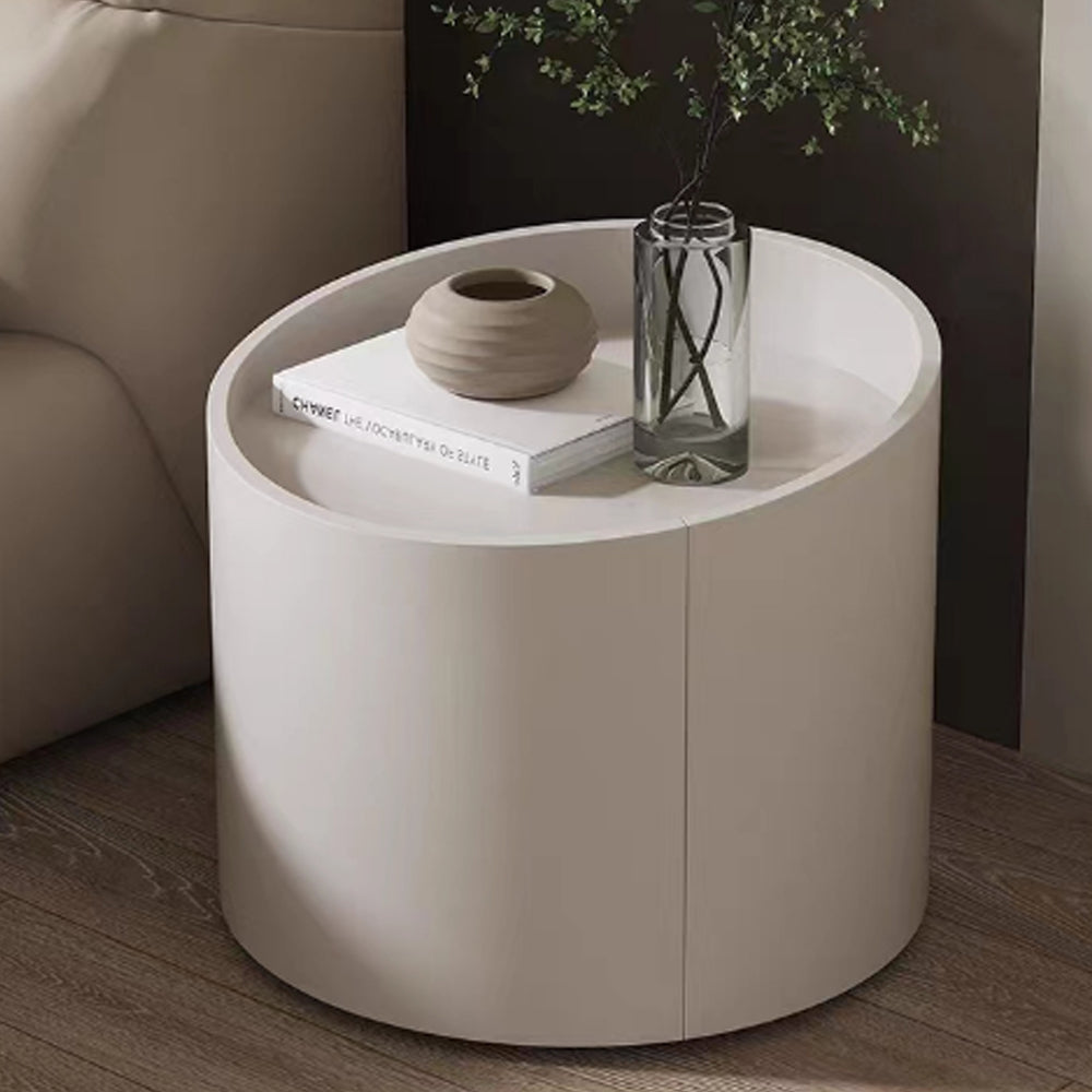 LIVARA NT1040 Painted Cream-Style Rail Wood Solid Acrylic Drawer Soft-Close MDF White Bedside Table