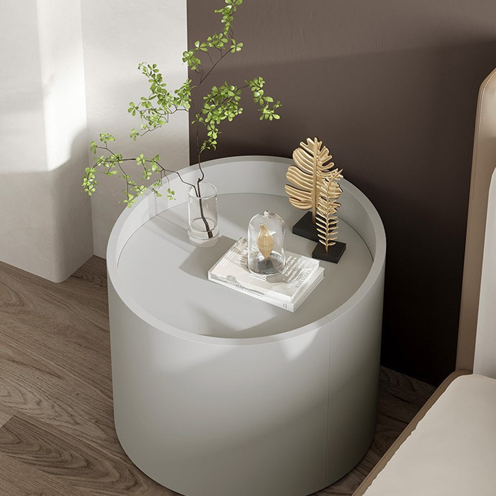 LIVARA NT1040 Painted Cream-Style Rail Wood Solid Acrylic Drawer Soft-Close MDF White Bedside Table