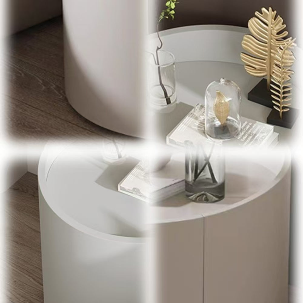 LIVARA NT1040 Painted Cream-Style Rail Wood Solid Acrylic Drawer Soft-Close MDF White Bedside Table