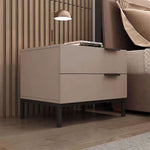 LIVARA NT1041 Carbon Legs Wood Solid Bedside Steel - Drawer Table Beige
