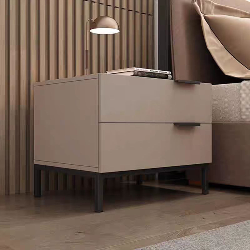 LIVARA NT1041 Carbon Legs Wood Solid Bedside Steel - Drawer Table Beige