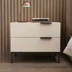 LIVARA NT1041 Carbon Legs Wood Solid Bedside Steel - Drawer Table Beige